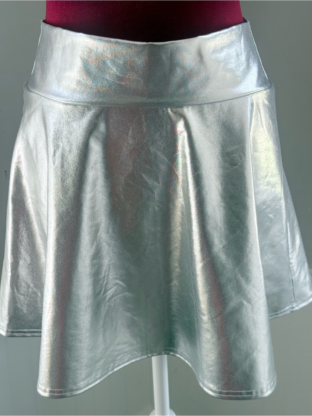 Metallic Silver A-Line Skirt - Silver - Picture 4 of 7